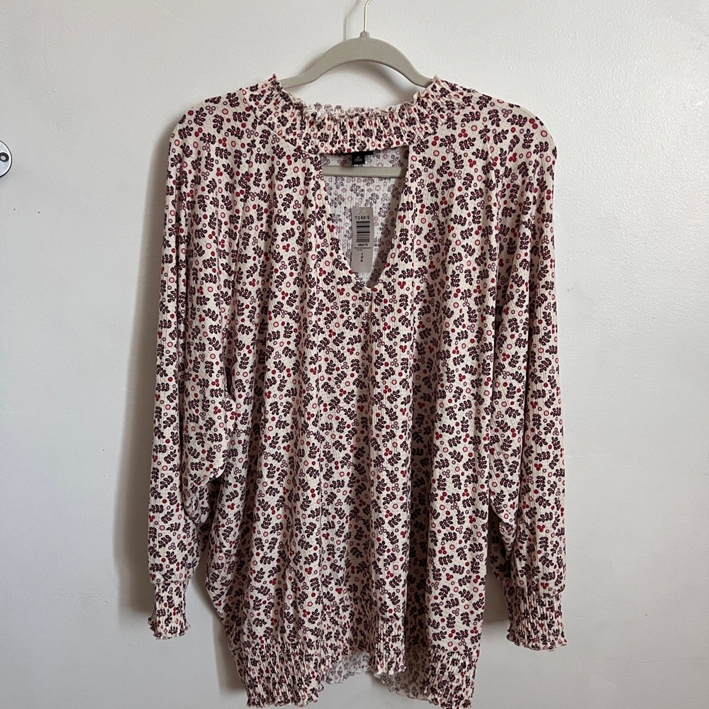 NWT Torrid 4X  26W Jersey Smocked Top Long Sleeve Floral
